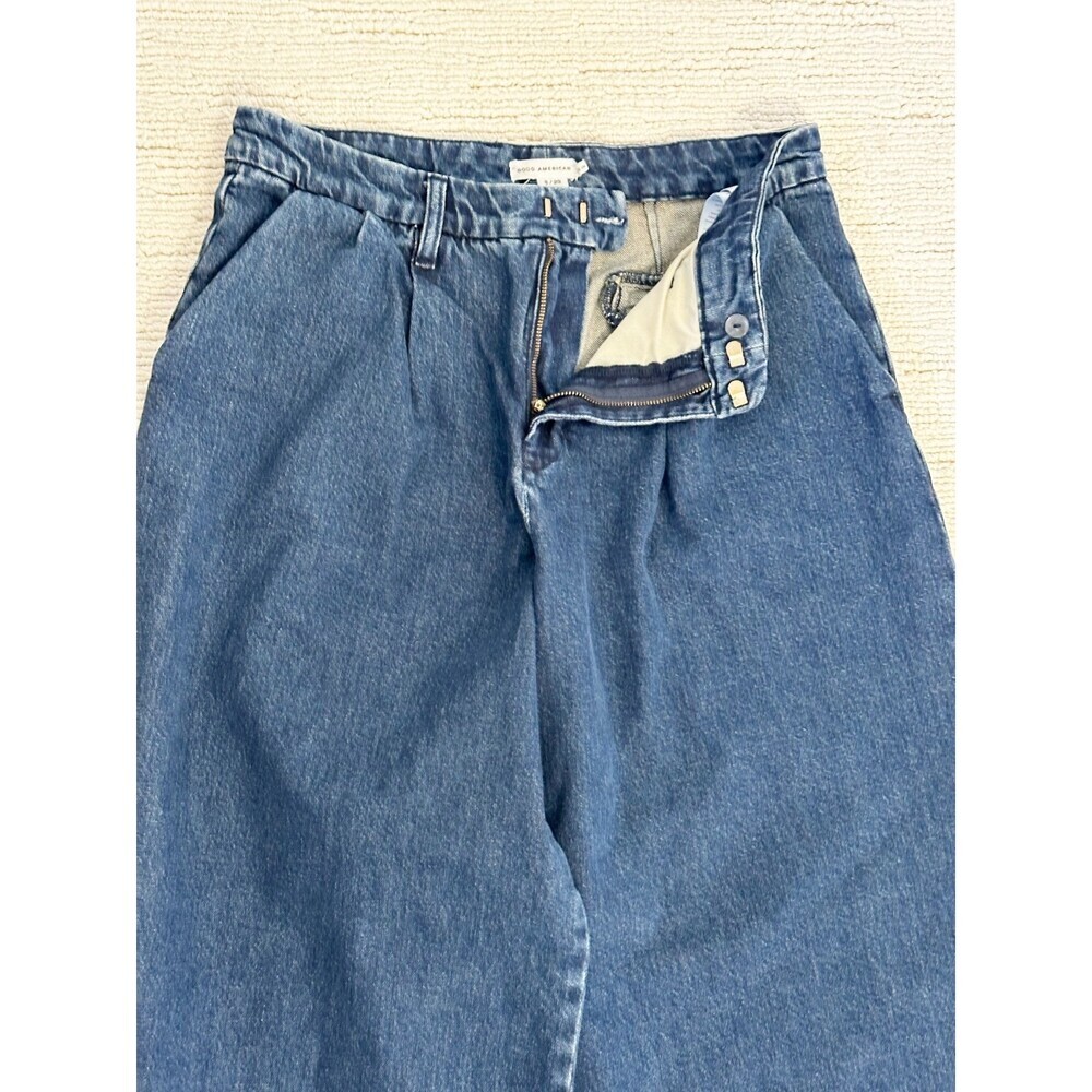 GOOD AMERICAN 90s Pleated Trouser 29 Blue Jeans Streetwear Academia Office Baggy - Picture 4 of 15